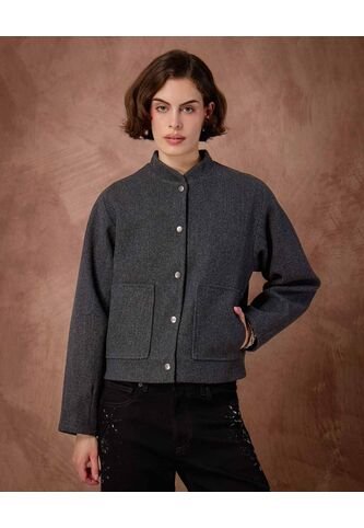 Chaqueta  Para Mujer Bomber Color Gris Marca Patprimo #30080597 Patprimo