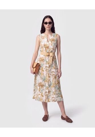 Vestido Camisero Con Cinturón   Para Mujer Amarillo Patprimo Patprimo