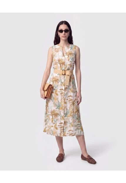 Vestido Camisero Con Cinturón   Para Mujer Amarillo Patprimo