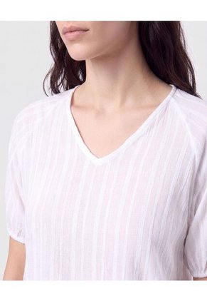 Blusa Cuello En V Manga Raglán Para Mujer Blanco Patprimo