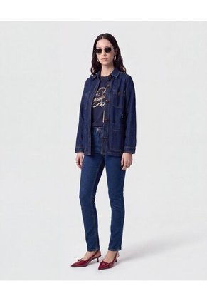 Camiseta Estampada De Cuello Redondo   Para Mujer Azul Patprimo