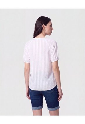 Blusa Cuello En V Manga Raglán Para Mujer Blanco Patprimo