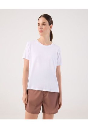 Camiseta Unicolor Deportiva Para Mujer Blanco Patprimo