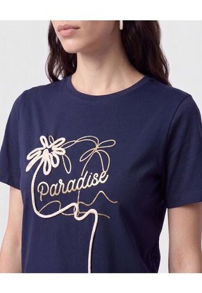 Camiseta Estampada De Cuello Redondo   Para Mujer Azul Patprimo