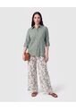 Pantalón Fluido Con Estampado   Para Mujer Verde Patprimo de Patprimo