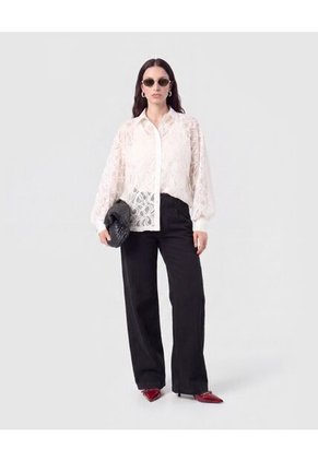 Camisa En Encaje Con Transparencia Para Mujer Blanco Patprimo