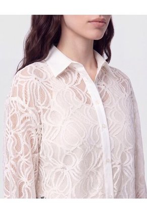 Camisa En Encaje Con Transparencia Para Mujer Blanco Patprimo