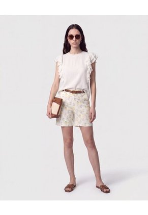 Blusa De Volantes Calada Para Mujer Crema Patprimo