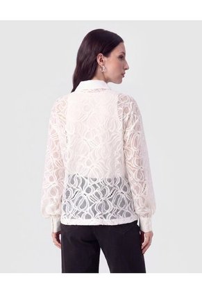 Camisa En Encaje Con Transparencia Para Mujer Blanco Patprimo