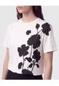 Camiseta Cuello Redondo Bordada   Para Mujer Blanco Patprimo de Patprimo