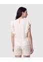 Blusa De Volantes Calada   Para Mujer Crema Patprimo de Patprimo