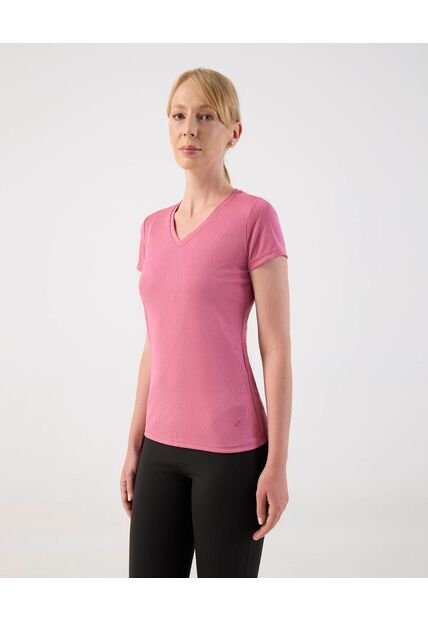 Camiseta Deportiva Cuello En V  Para Mujer Rosa Patprimo