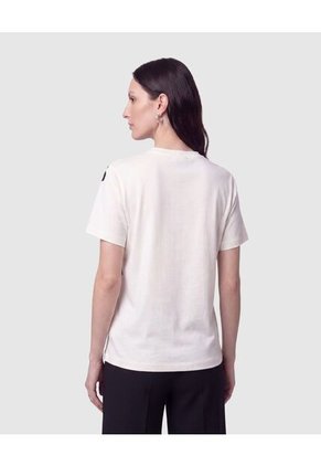 Camiseta Cuello Redondo Bordada Para Mujer Blanco Patprimo