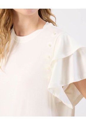 Camiseta  Para Mujer Manga Corta Cuello Redondo Color Crema Marca Patprimo #30093845