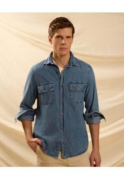 Camisa  Para Hombre Sobrecamisa Manga Larga Color Azul Marca Patprimo #44013187