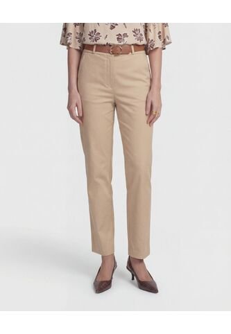 Pantalón Unicolor Tipo Chino   Para Mujer Beige Patprimo Patprimo