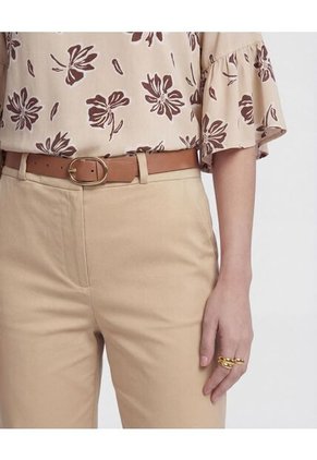 Pantalón Unicolor Tipo Chino   Para Mujer Beige Patprimo