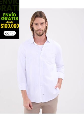 Camisa Para Hombre Manga Larga Sin Bolsillo Cuello Italiano Color Blanco Marca Patprimo #44012575 Patprimo