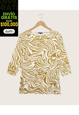 Camiseta Para Mujer Manga 3/4 Color Café  Marca Patprimo #30093160 Patprimo