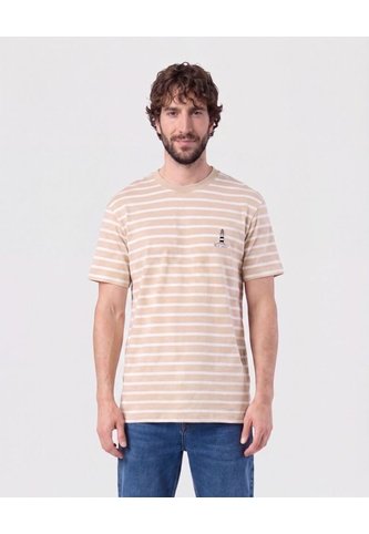 Camiseta A Rayas Manga Corta   Para Hombre Beige Patprimo Patprimo
