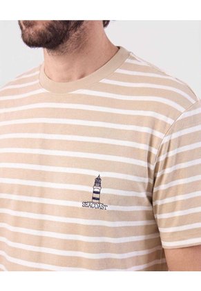 Camiseta A Rayas Manga Corta Para Hombre Beige Patprimo
