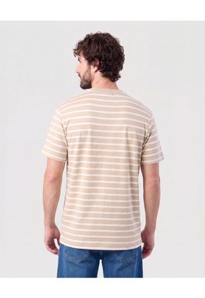 Camiseta A Rayas Manga Corta Para Hombre Beige Patprimo