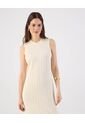 Vestido  Maxi Acanalado Sin Mangas Básico  Para Mujer Crema Patprimo de Patprimo