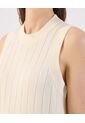 Vestido  Maxi Acanalado Sin Mangas Básico  Para Mujer Crema Patprimo de Patprimo