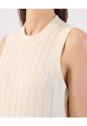 Vestido  Maxi Acanalado Sin Mangas Básico  Para Mujer Crema Patprimo