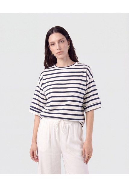 Camiseta Oversize Manga 3/4   Para Mujer Blanco Patprimo