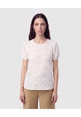 Blusa Con Ojalillos Manga Globo   Para Mujer Blanco Patprimo Patprimo