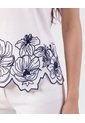 Camiseta Con Detalle En Borde   Para Mujer Blanco Patprimo de Patprimo