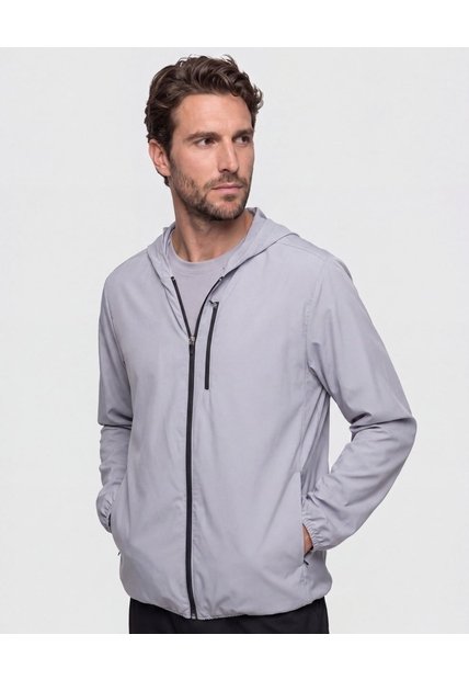 Chaqueta Rompevientos Con Capucha   Para Hombre Gris Patprimo