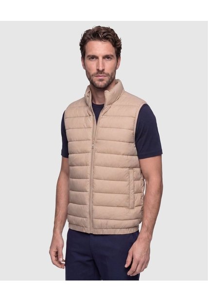 Chaleco Acolchado Cuello Alto   Para Hombre Café Patprimo