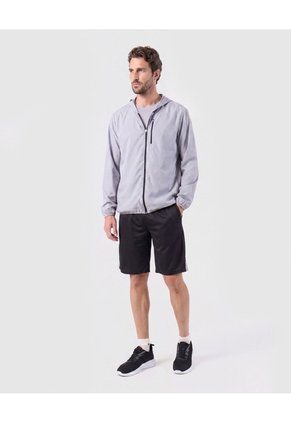 Chaqueta Rompevientos Con Capucha   Para Hombre Gris Patprimo