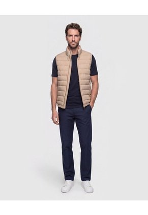 Chaleco Acolchado Cuello Alto   Para Hombre Café Patprimo