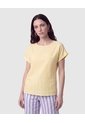 Blusa Manga Doblez Cuello Redondo   Para Mujer Amarillo Patprimo de Patprimo