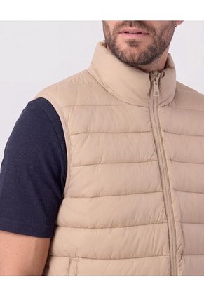 Chaleco Acolchado Cuello Alto   Para Hombre Café Patprimo