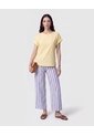 Blusa Manga Doblez Cuello Redondo   Para Mujer Amarillo Patprimo de Patprimo