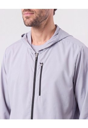 Chaqueta Rompevientos Con Capucha   Para Hombre Gris Patprimo