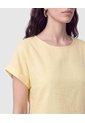Blusa Manga Doblez Cuello Redondo   Para Mujer Amarillo Patprimo de Patprimo