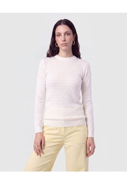 Saco De Punto Calado   Para Mujer Blanco Patprimo