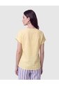 Blusa Manga Doblez Cuello Redondo   Para Mujer Amarillo Patprimo de Patprimo