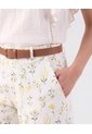 Bermuda Estampada Con Cinturón   Para Mujer Blanco Patprimo de Patprimo