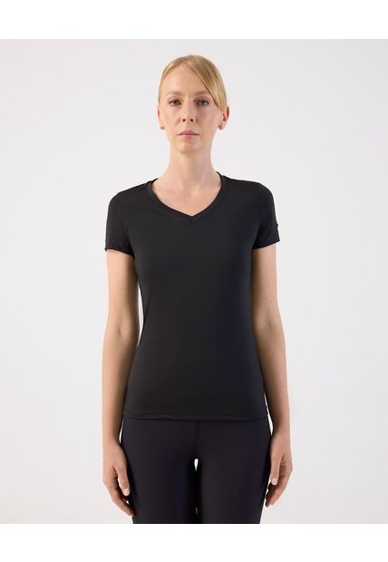 Camiseta Básica De Cuello En V  Para Mujer Negro Patprimo