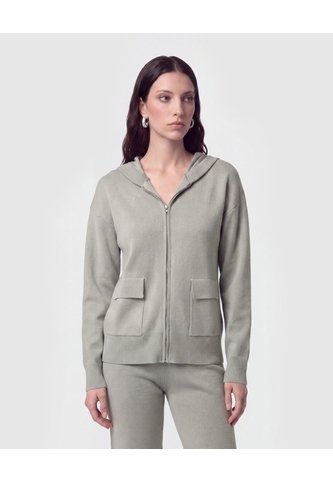 Buzo Abierto Con Capucha Y Bolsillos   Para Mujer Verde Patprimo Patprimo