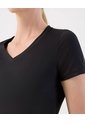 Camiseta Básica De Cuello En V  Para Mujer Negro Patprimo de Patprimo