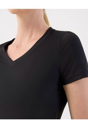 Camiseta Básica De Cuello En V  Para Mujer Negro Patprimo