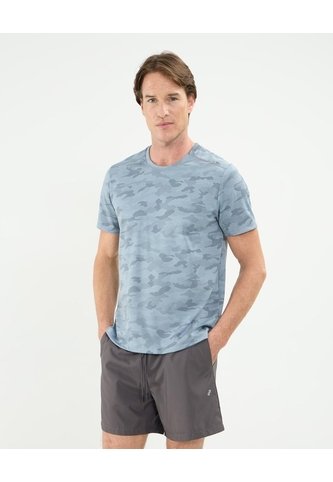 Camiseta Manga Corta Unicolor Texturizada  Para Hombre Azul Patprimo Patprimo