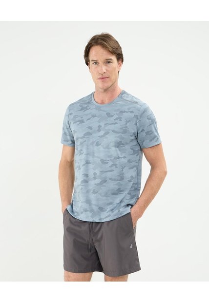 Camiseta Manga Corta Unicolor Texturizada  Para Hombre Azul Patprimo